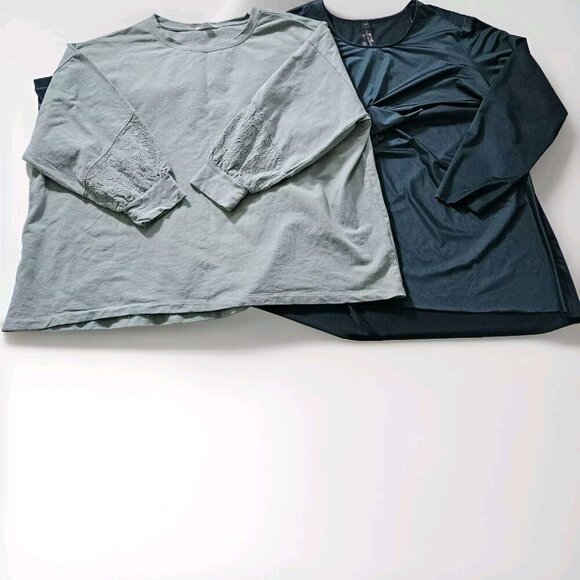 Top Womens 4X Lot of 2 Green Penningtons Melissa McCarthy Seven 7 LS Lagenlook - Picture 1 of 16